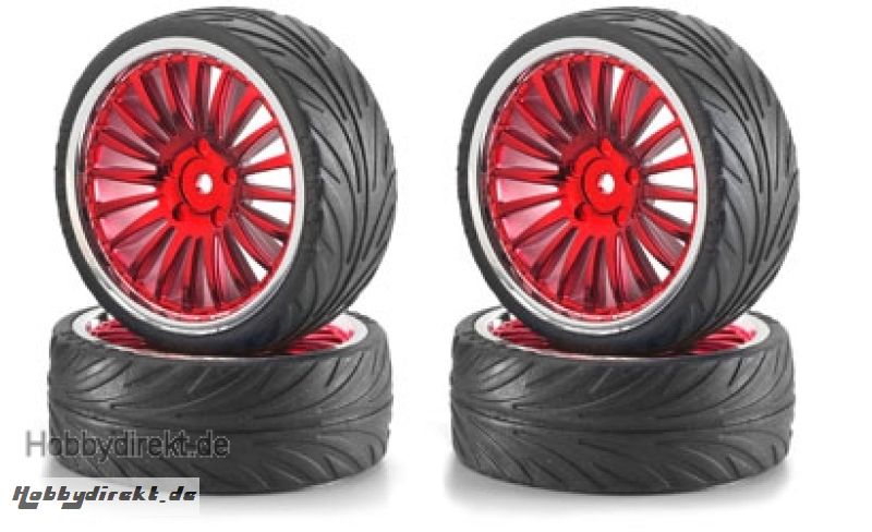 1:10 BigWheel-Set 01 20Spei rot/chro (4) Carson 900082 500900082