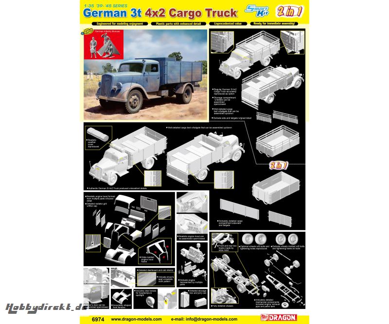 1:35 German 3t 4x2 Cargo Truck (2 in 1) Carson 6974 540006974