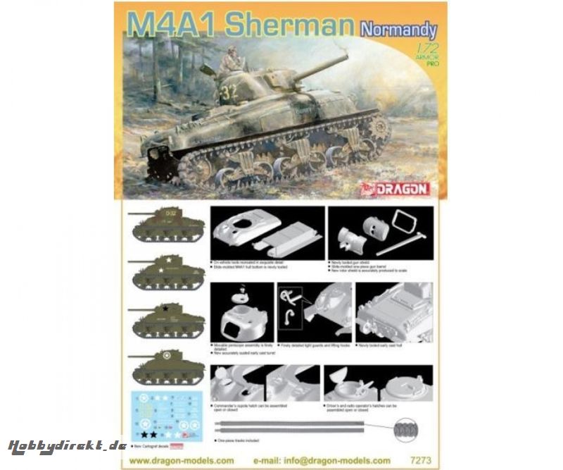 1:72 M4A1 Sherman, Normandy 1944 Carson 7273 540007273