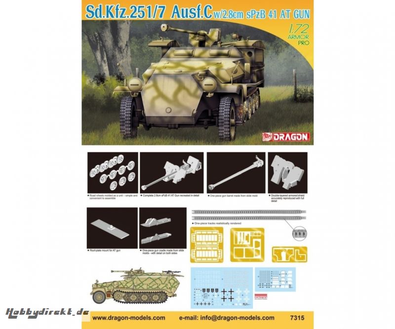 1:72 Sd.Kfz.251/7Ausf.C w/2.8cm sPzB41AT Carson 7315 540007315