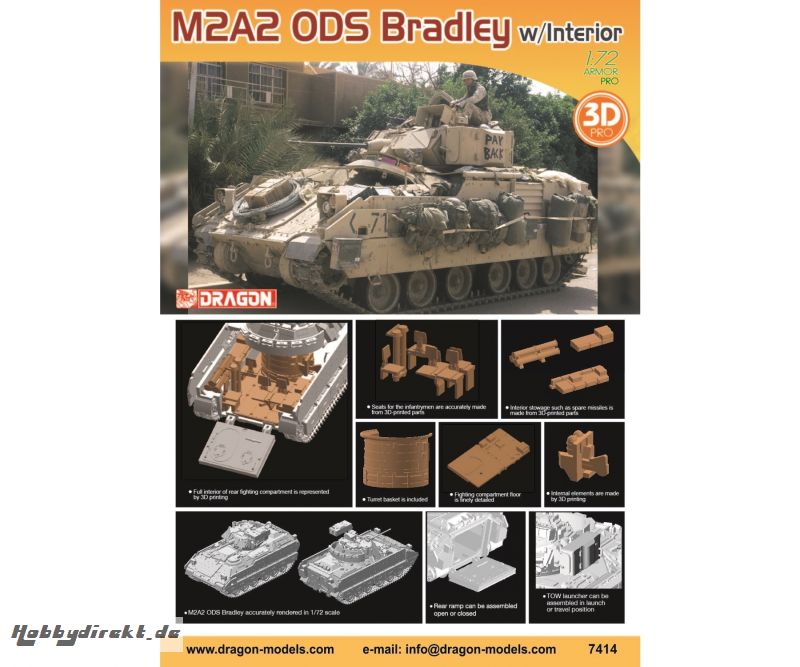 1:72 M3A2 ODS Bradley w/Interior Carson 7414 540007414