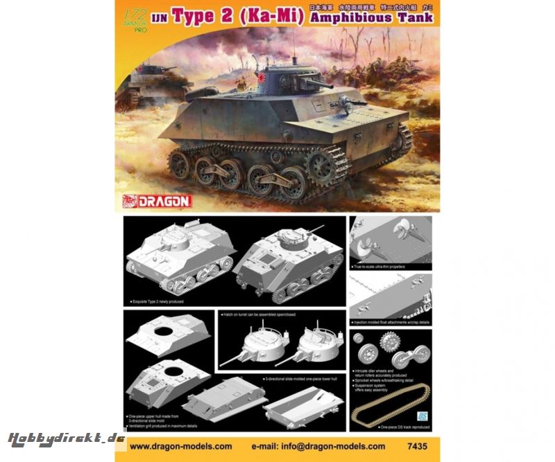 1:72 IJA Type 2 Ka-Mi Amphibious Tank Carson 7435 540007435