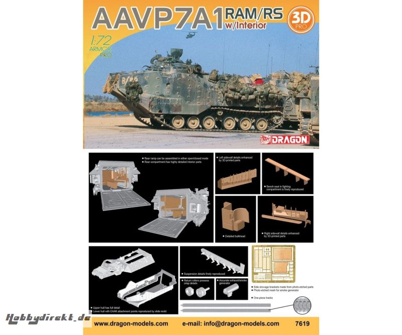 1:72 AAVP7A1 RAM/RS w/Interior Carson 7619 540007619