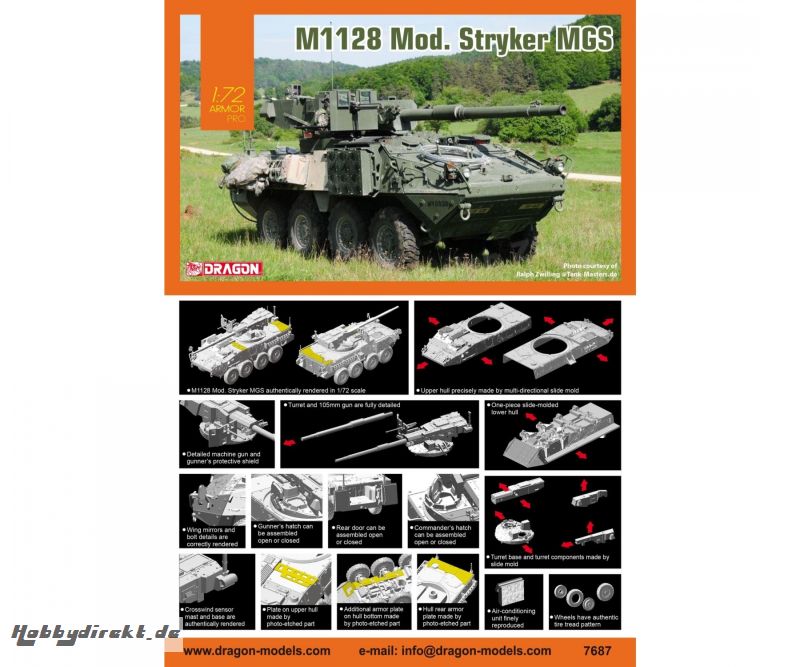 1:72 M1128 Mod. Stryker MGS Carson 7687 540007687