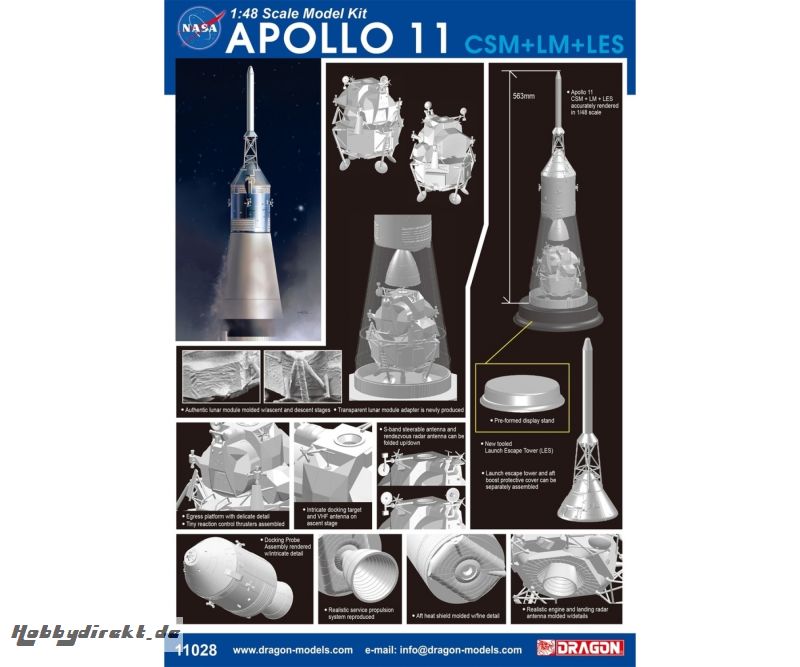 1:48 Apollo 11 CSM + LM + LES Carson 11028 540011028