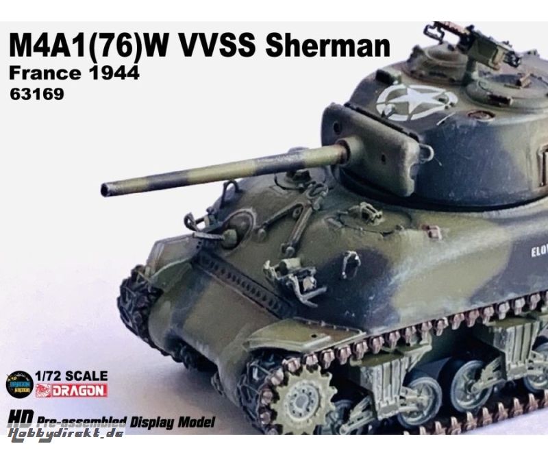 1:72  M4A1(76)W VVSS Sherman France 1944 Carson 63169 540063169