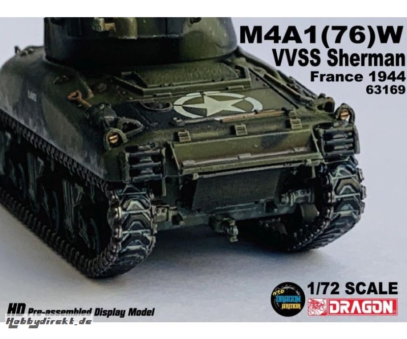 1:72  M4A1(76)W VVSS Sherman France 1944 Carson 63169 540063169