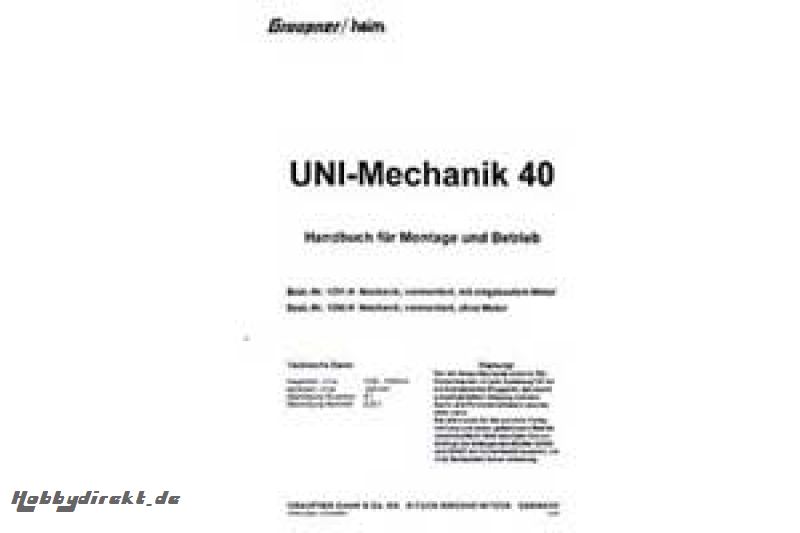 Handbuch UNI-Mechanik 40,deuts Graupner 1291.200