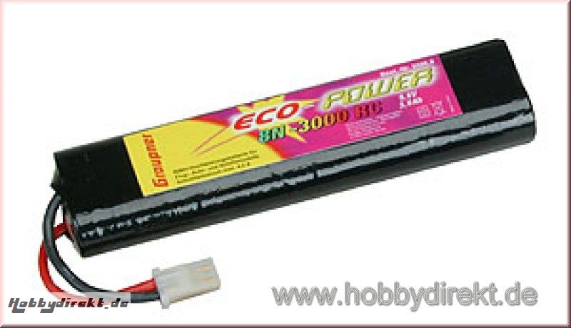 NiMH-Ecopower 9,6V/3000 mAh G2 Graupner 2596.8