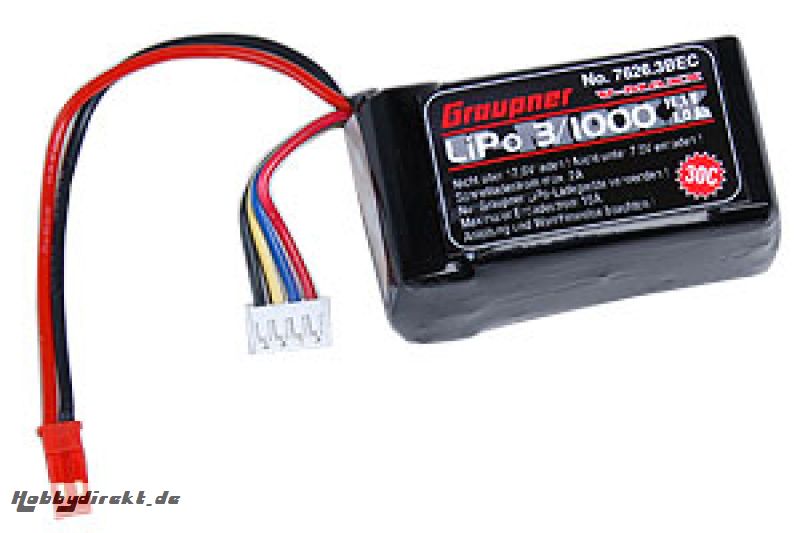 LiPo-battery V-MAXX30C 3/1000 Graupner 7626.3BEC