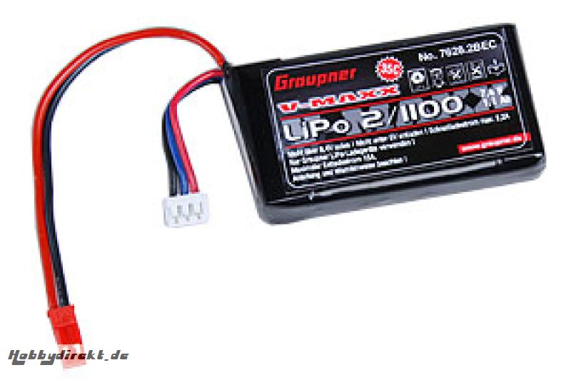 LiPo-Akku V-MAXX 35C2/1100 7,4V BEC-St. Graupner 7628.2BEC