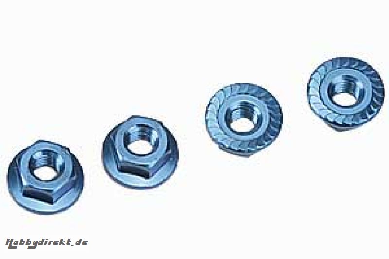 Radmuttern M4, leicht, blau Graupner YZC.N4FBL