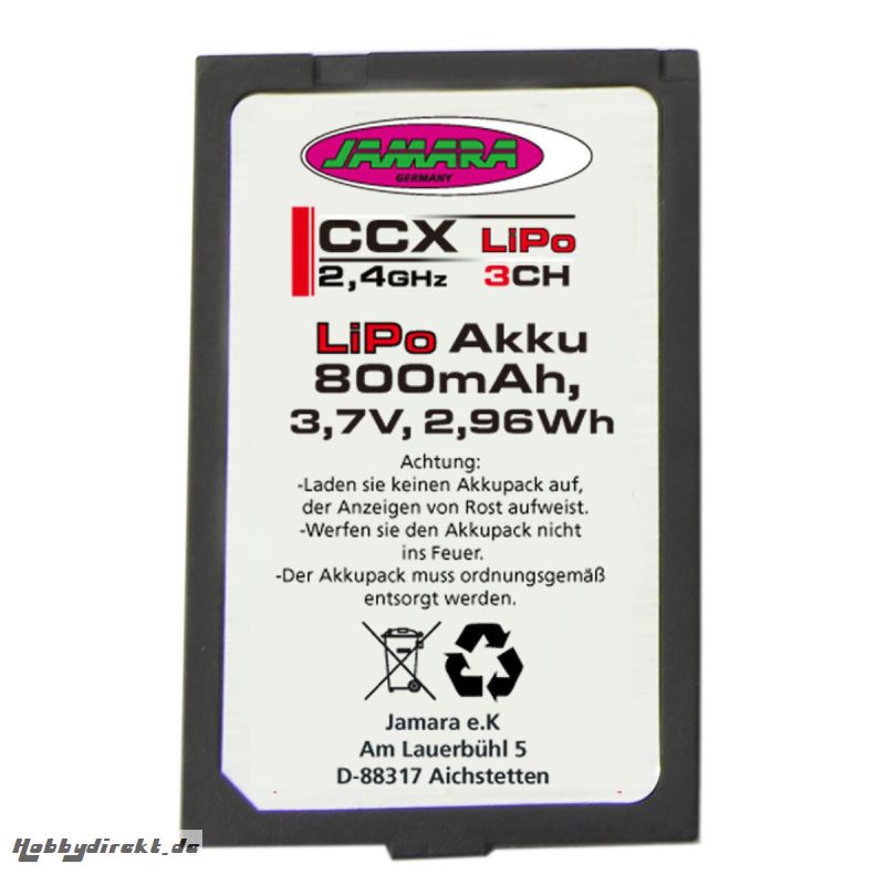 Akku CCX-Lipo 3,7V 800mAh 2,96Wh Jamara 061202