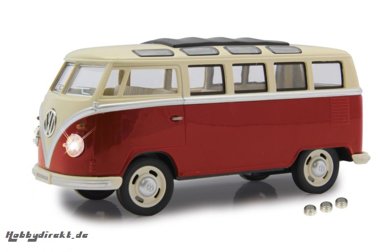 VW T1 Bus 1:24 Diecast rot LED Sound Rückzugmotor Jamara 405145