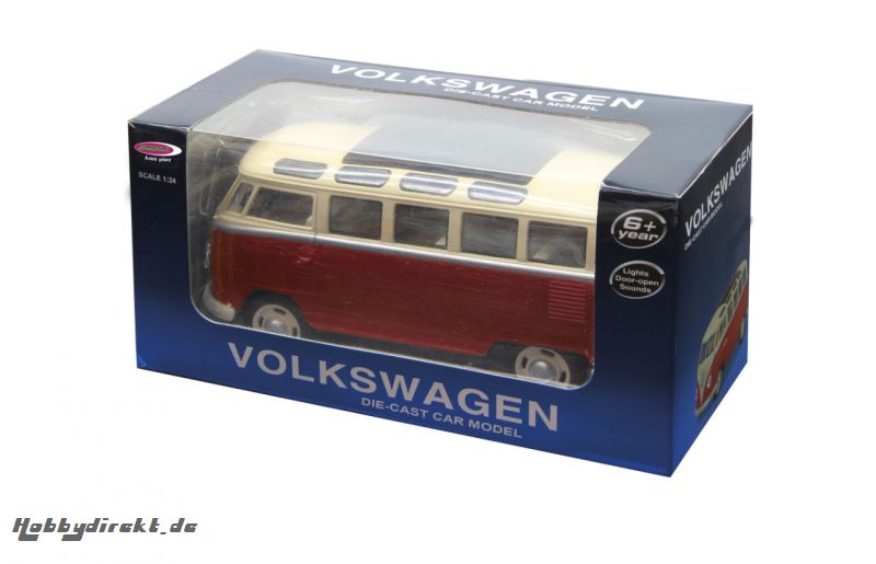 VW T1 Bus 1:24 Diecast rot LED Sound Rückzugmotor Jamara 405145