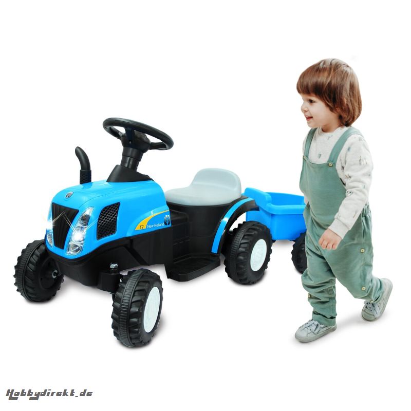 Ride-on Traktor New Holland mit Anhänger blau 6V Jamara 460482