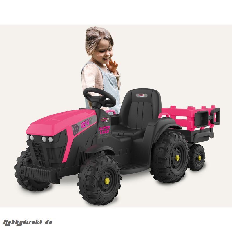 Ride-on Traktor Super Load mit AnhÃ¤nger pink 12V Jamara 460897