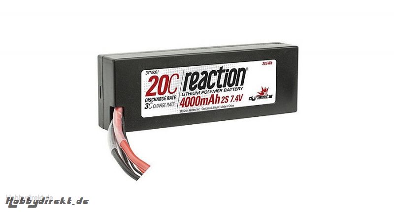 Dynamite Reaction 2S 7,4V 4000mAh 20C LiPo-Akku im Hard Case m. Deans-Anschluss Horizon DYN9001D