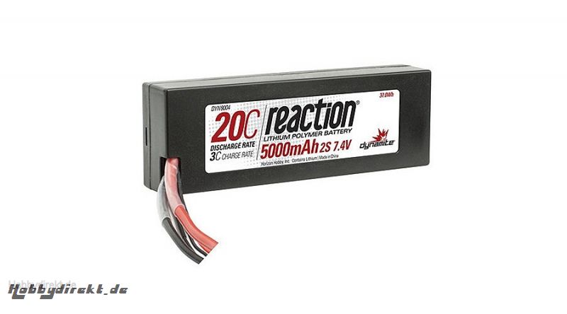 Dynamite Reaction 2S 7,4V 5000mAh 20C LiPo-Akku im Hard Case m. Deans-Anschluss Horizon DYN9004D