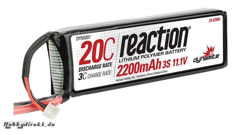 11.1V 2200mAh 3S 20C LiPo 13AWG with EC3 Horizon DYN9201