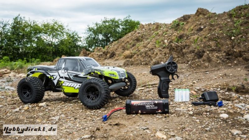 AMP MT 1:10 2WD Monster Truck: Black/Green RTR INT Horizon ECX03028IT2