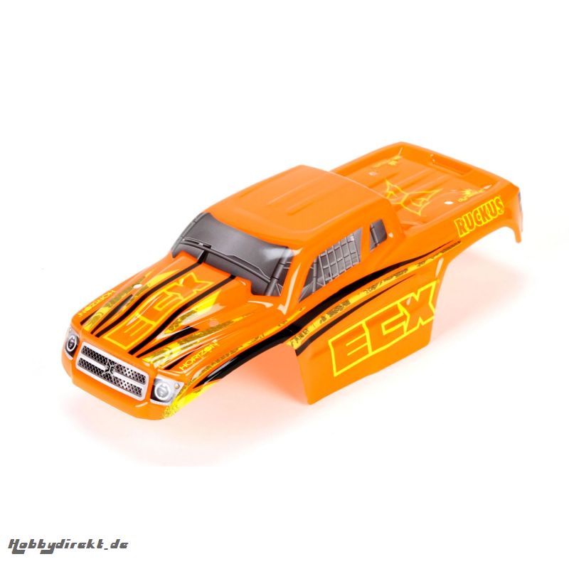 Body Set,Decorated, Orange/Yellow: 1/18 4WD Ruckus Horizon ECX210004