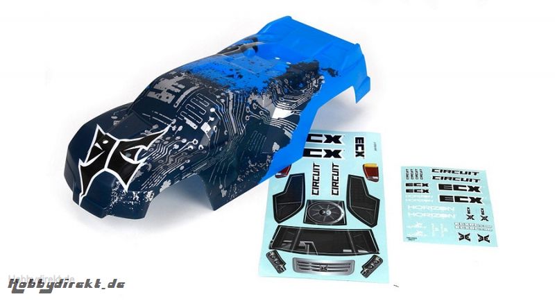 Body, Blue/Silver: 1/10 2wd Circuit Horizon ECX230000