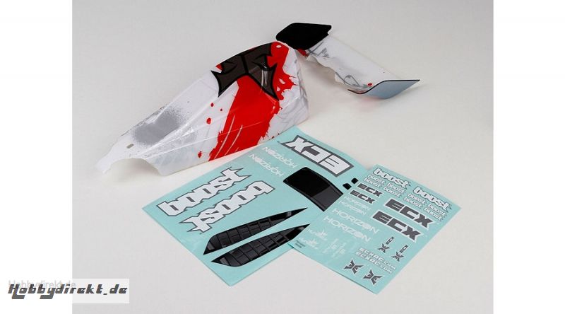 Body/Wing, White/Red: 1/10 2wd Boost Horizon ECX230004