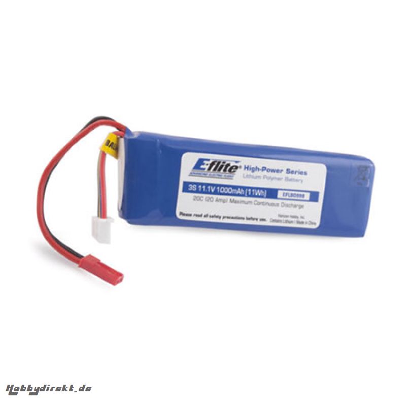 E-flite 3S 11,1V 1000mAh 20C LiPo-Akku m. JST-Anschluss Horizon EFLB0998