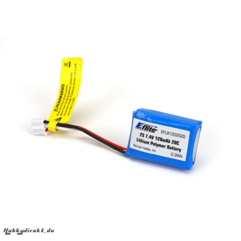 E-flite 120mAh 2S 7.4V 20C LiPo, 26AWG Horizon EFLB1202S20