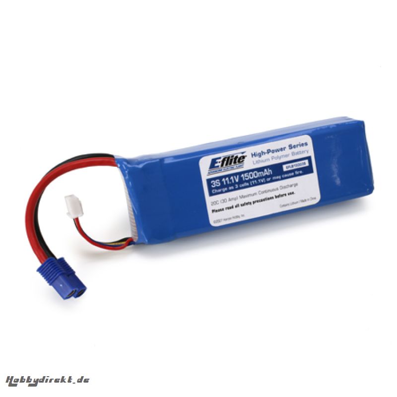 E-flite 3S 11,1V 1500mAh 20C LiPo-Akku m. EC3-Stecker Horizon EFLB15003S