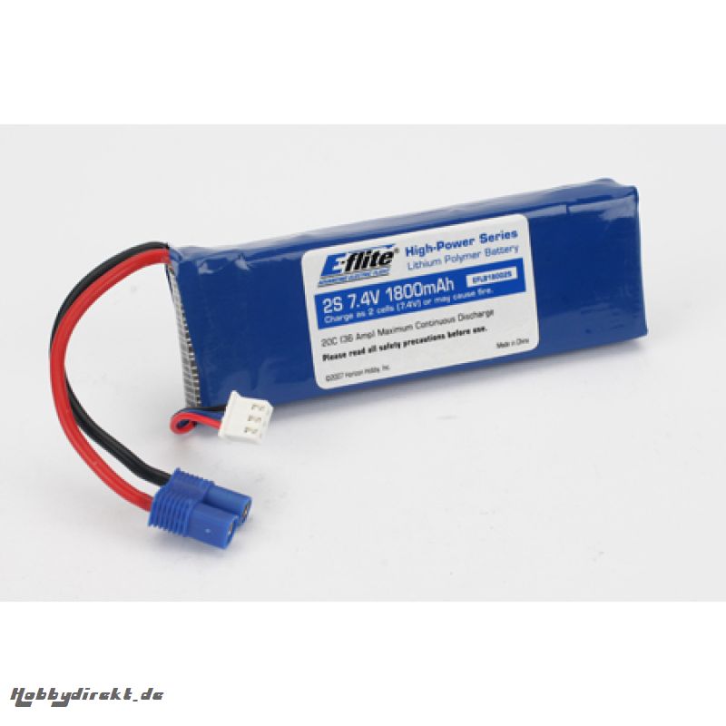 E-flite 2S 7,4V 1800mAh 20C LiPo-Akku m. EC3-Stecker Horizon EFLB18002S