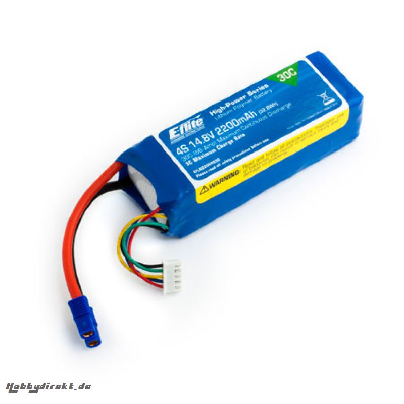 E-flite 4S 14,8V 2200mAh 30C LiPo-Akku m. EC3-Stecker Horizon EFLB22004S30