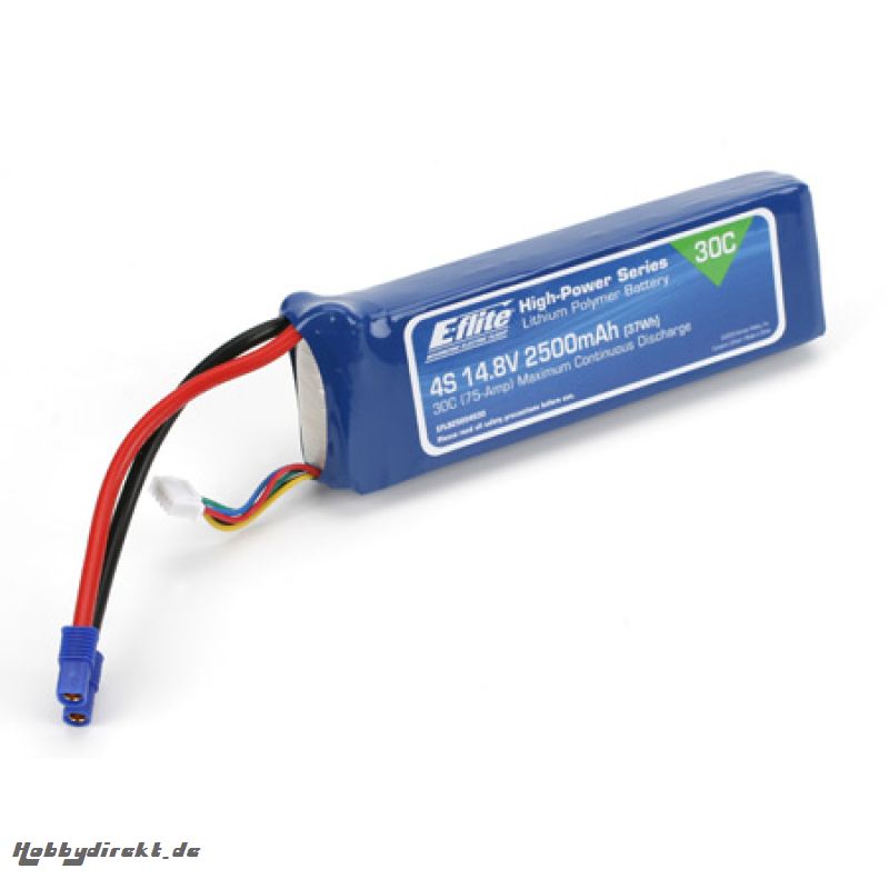 E-flite 4S 14,8V 2500mAh 30C LiPo-Akku m. EC3-Stecker Horizon EFLB25004S30