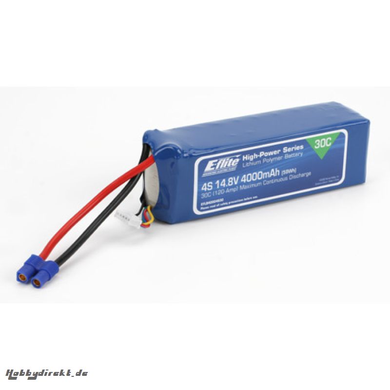 E-flite 4S 14,8V 4000mAh 30C LiPo-Akku m. EC3-Stecker Horizon EFLB40004S30