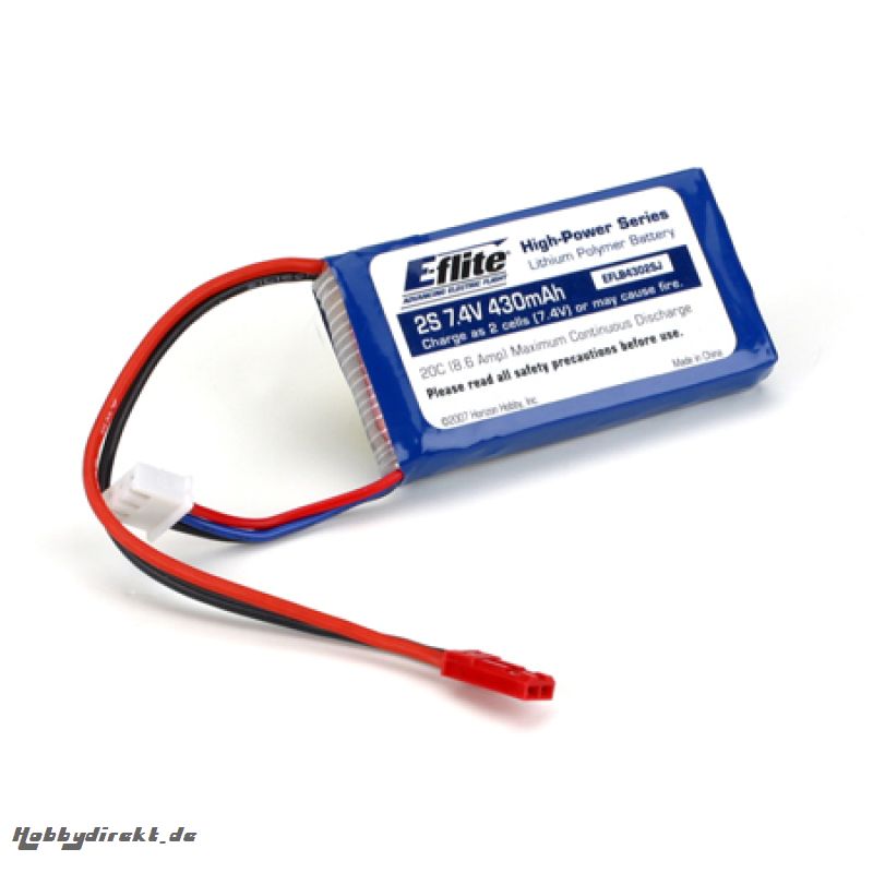 E-flite 2S 430mAh 20C  LiPo-Akku m. JST-Stecker Horizon EFLB4302SJ