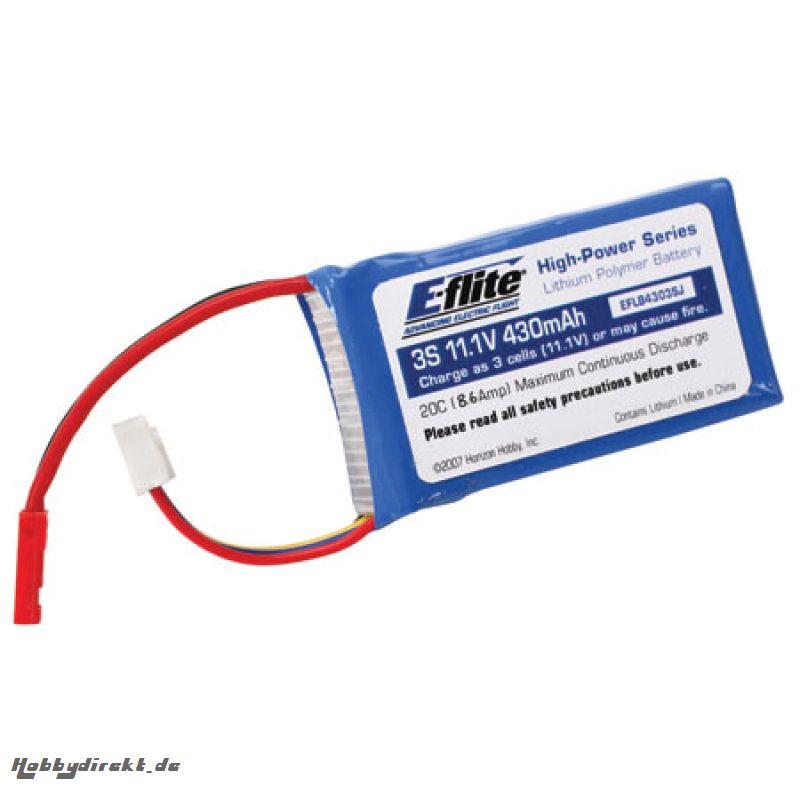 E-flite 2S 430mAh 20C  LiPo-Akku m. JST-Stecker Horizon EFLB4303SJ