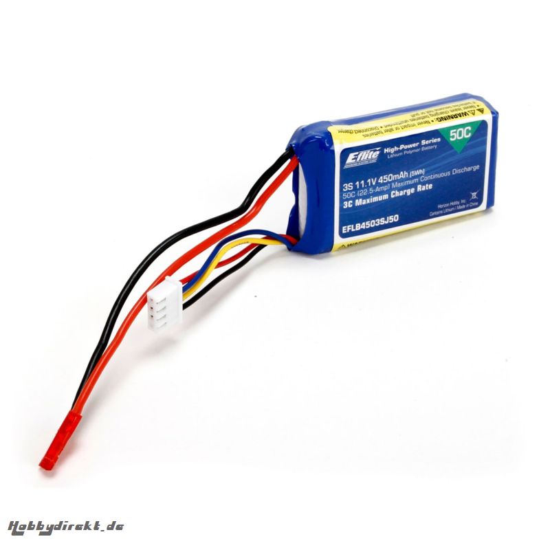 E-flite 3S 11,1V 450mAh 50C LiPo-Akku m. JST-Stecker Horizon EFLB4503SJ50