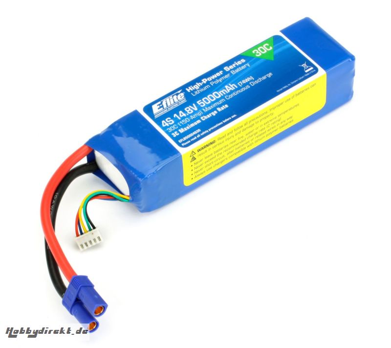 E-flite 4S 14,8V 5000mAh 30C LiPo-Akku m. EC5-Stecker Horizon EFLB50004S30