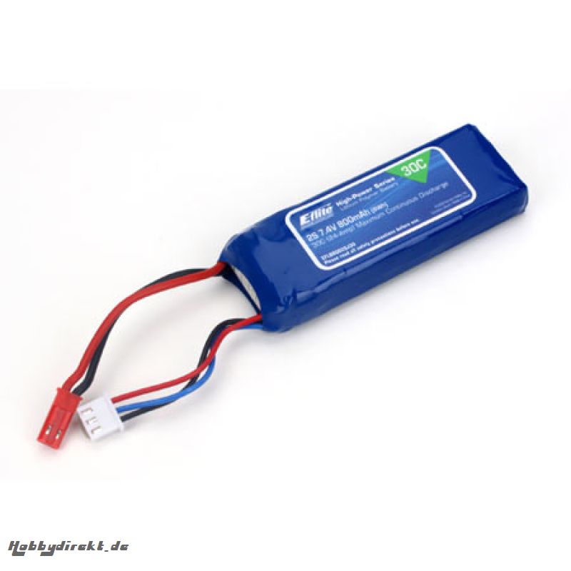 E-flite 2S 7,4V 800mAh 30C LiPo-Akku m. JST-Stecker Horizon EFLB8002SJ30