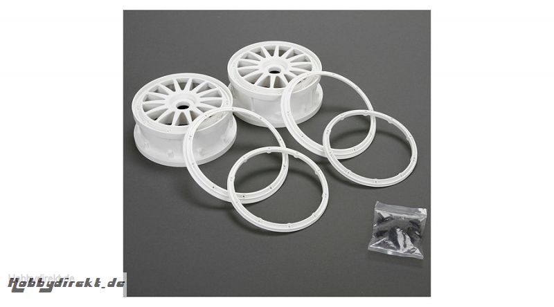 Wheel and Beadlock Ring Set White (2): MINI WRC Horizon LOS45001