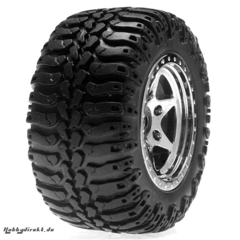 Front Wheels & Tires Mnted, Chrome (Pr): Mini-DT Horizon LOSB1077