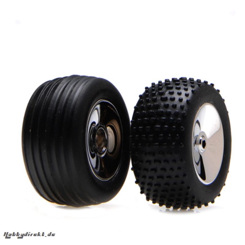 Front/Rear Wheels & Tires, Chrome: Micro-T/B/DT Horizon LOSB1527