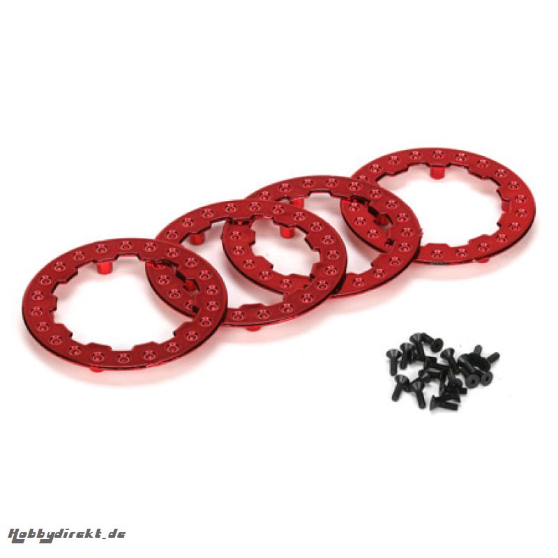 Losi Beadlock Ring mit Schrauben/ Rot: XXX-SCT/TEN-SCTE (4) Horizon LOSB7020