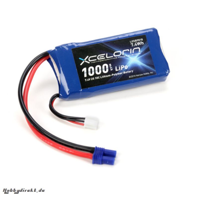 7.4V 1000mAh 2S LiPo Pack: 10-T Horizon LOSB9818