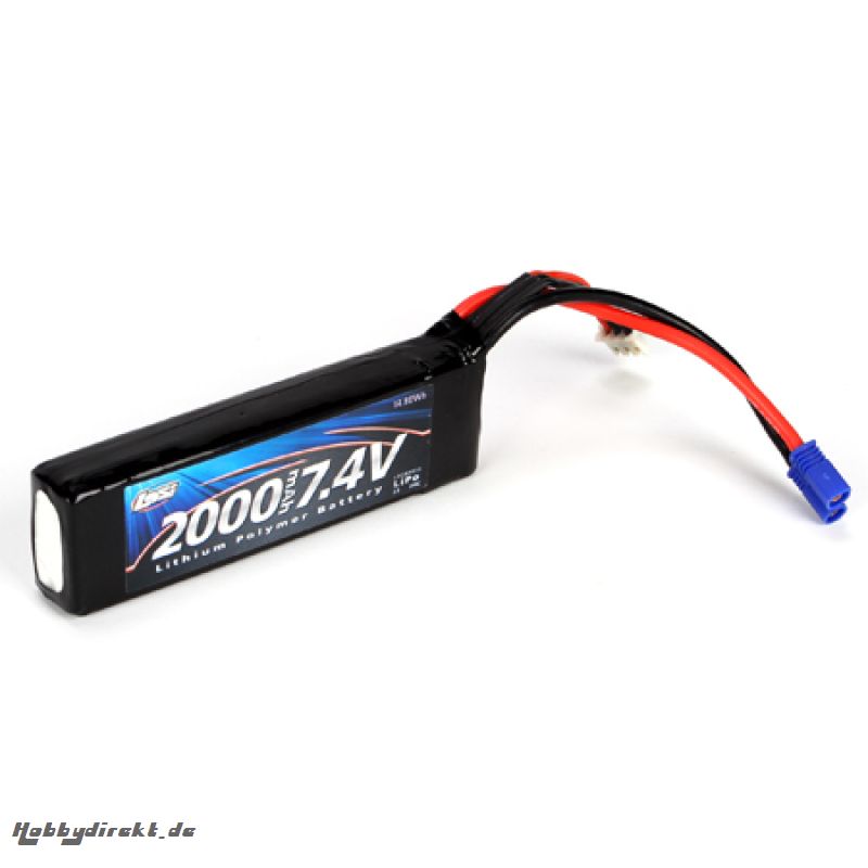 7.4V 2000mAh 2S 20C LiPo, Long: EC2 Horizon LOSB9835