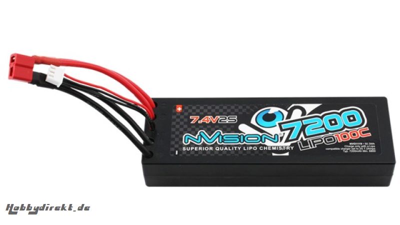 nVision Factory Pro Lipo 7200 100C 7.4V 2S Deans Horizon NVO1119