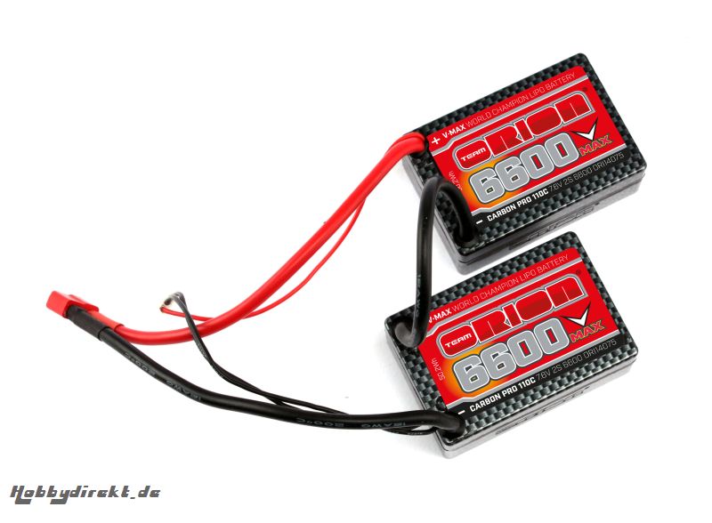 Carbon Pro V-Max LiPo 6600 110C 7.6V 2S Saddle Pack Deans Horizon ORI14075