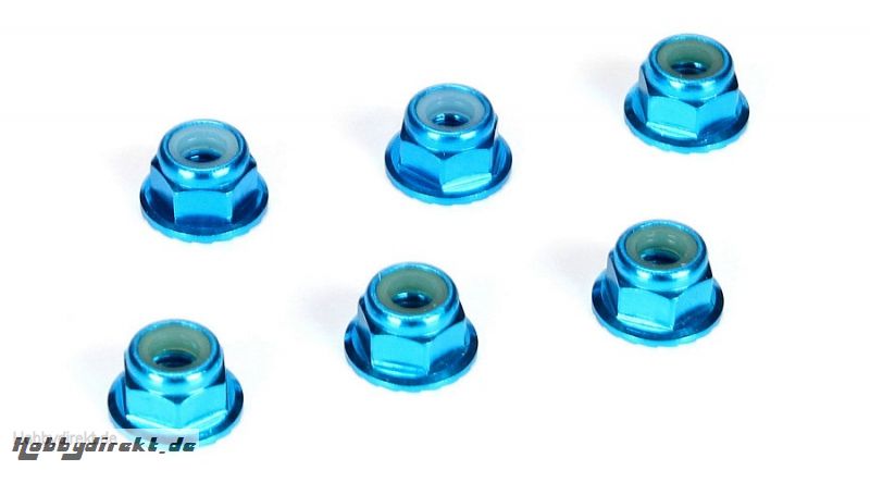 TLR 4mm Aluminium Stoppmutter mit Flansch Blau 6St. Horizon TLR336001