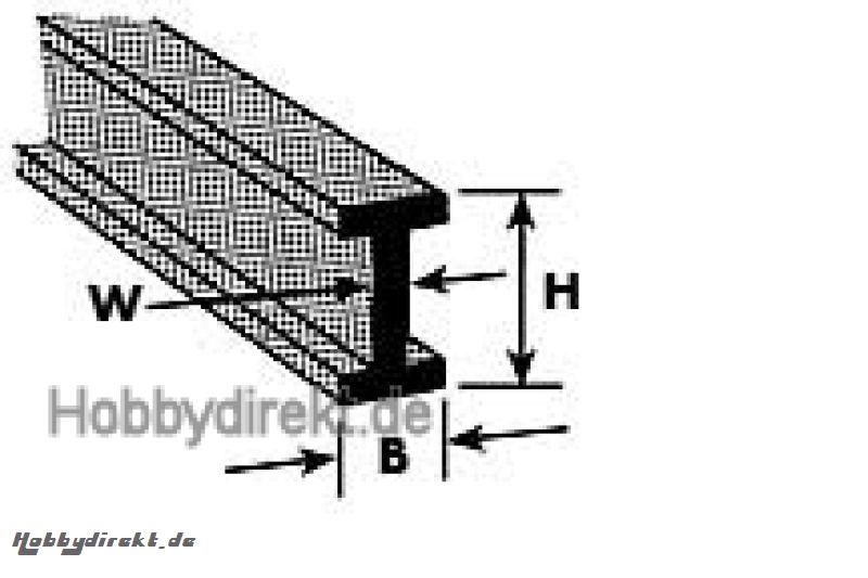 B-2 Doppel-T-Profil ABS 1,6x0,8x250mm (10) Krick 190021